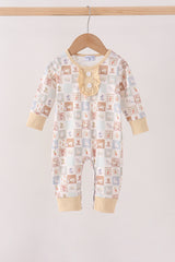 Khaki farm checkered romper