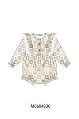 Khaki farm checkered ruffle bubble