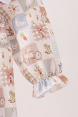 Khaki farm checkered ruffle bubble