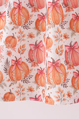 Orange Pumpkin Print Ruffle Dress