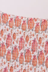 Orange Pumpkin Print Smocked Mom Dress