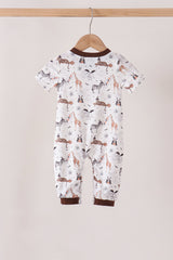 Brown zoo animal romper