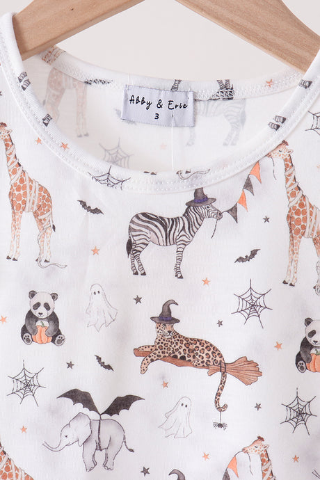 Brown zoo animal ruffle dress