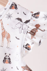 Brown zoo animal ruffle dress
