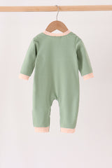 Green farm embroidery romper