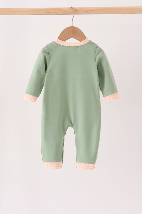 Green farm embroidery romper