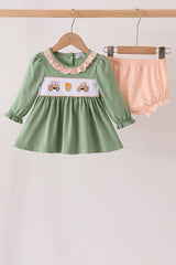 Green farm embroidery bloomer set