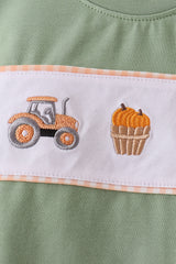 Green farm embroidery pants set