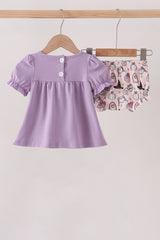 Purple spooky embroidery bloomer set