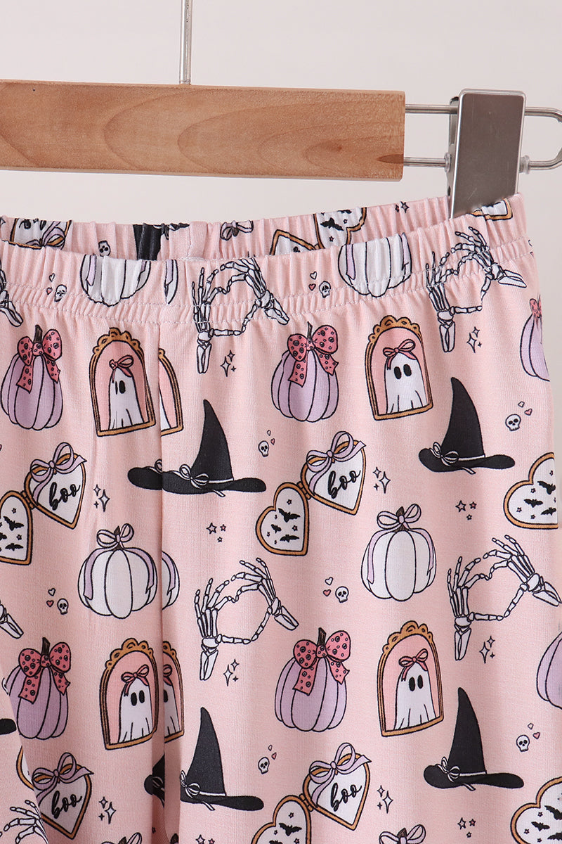 Pink Spooky print bamboo pajama set