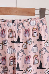 Pink Spooky print bamboo pajama set