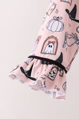 Pink Spooky print bamboo pajama set