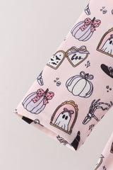 Pink Spooky print ruffle dress