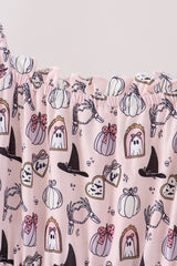 Pink Spooky print ruffle tiered mom dress