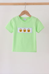 Green Jack-O-Lantern embroidery top