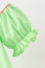 Green Jack-O-Lantern embroidery dress
