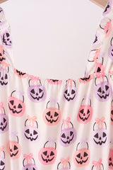Jack-O-Lantern print tiered mom dress