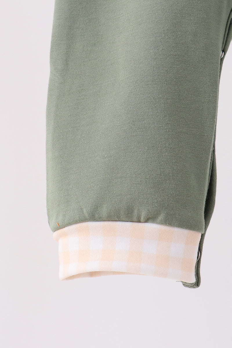 Green pumpkin french knot romper