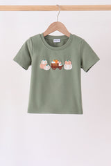 Green pumpkin french knot top