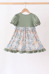 Green pumpkin french knot dress