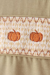 Sage pumpkin embroidery top