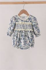 Vintage Floral Smocked Ruffle Bubble