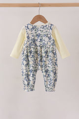 Vintage Floral Smocked Ruffle Romper Set