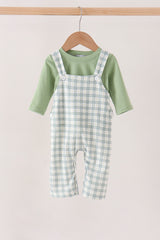 Sage plaid 2pc romper set