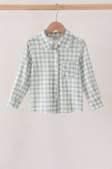 Sage plaid pocket button down shirt