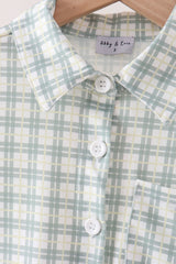 Sage plaid pocket button down shirt