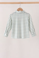 Sage plaid pocket button down shirt