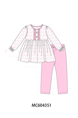 Pink floral ruffle pants set