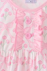 Pink floral ruffle pants set