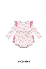 Pink floral bow ruffle bubble