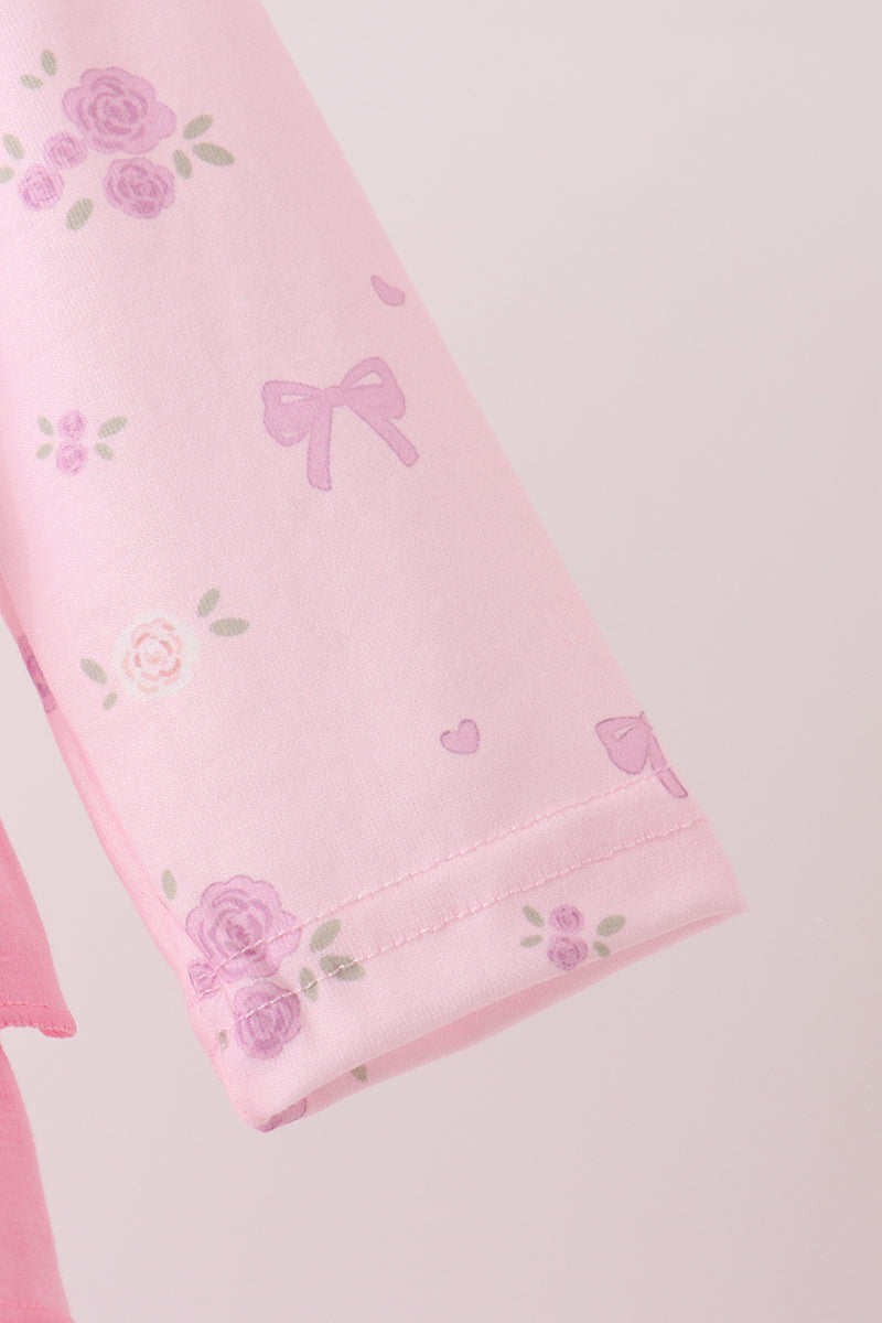 Pink floral bow ruffle bubble