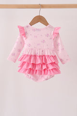 Pink floral bow ruffle bubble