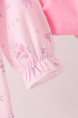 Pink floral bow ruffle bloomer set