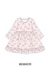 Pink floral bow ruffle dress