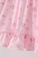 Pink floral bow ruffle dress