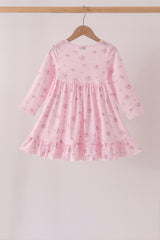 Pink floral bow ruffle dress