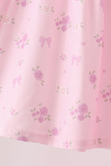 Pink floral bow ruffle pants set