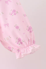 Pink Floral Bow Smocked Jumpsuit