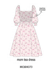 Pink Floral Bow Smocked mom dress