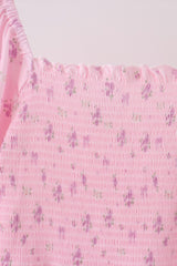 Pink Floral Bow Smocked mom dress
