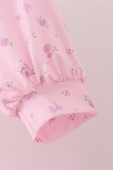 Pink Floral Bow Smocked mom dress