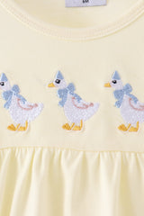 Beige goose embroidery ruffle bubble