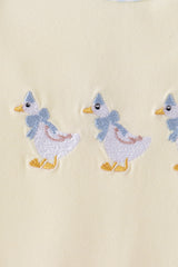 Beige goose embroidery romper