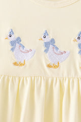 Beige goose embroidery ruffle pants set