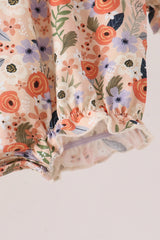 Coral floral smocked bubble