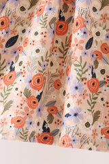 Coral floral smocked dress